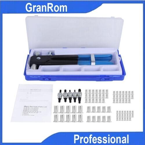 86pcs Manual Nut Rivet Gun Set Handheld Nut Tool with Tool Box for DIY Woodworking Tools