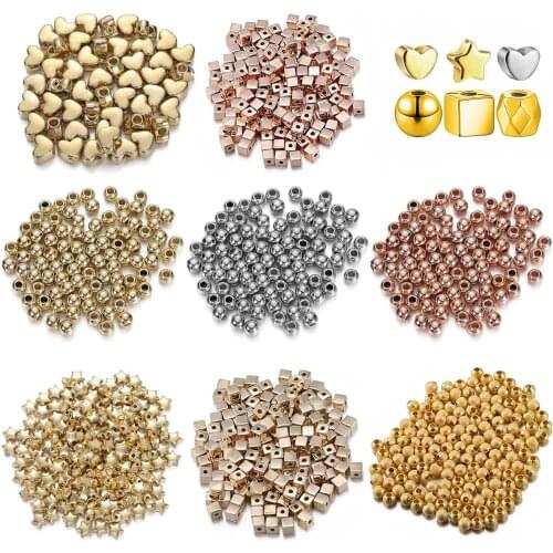 CCB Charm Spacer Beads Hear Star Shape Acrylic Plated Loose Cube Seed Beads for Jewelry Making Supplies Accessories DIY Bracelet