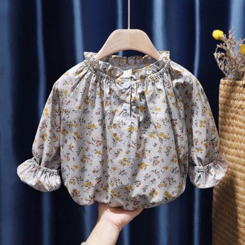 Keelorn Girls Blouses Clothes 2021 Spring Lace Collar Autumn Tees For Toddler Girl Fall Infant Floral Clothing 1-6 Years