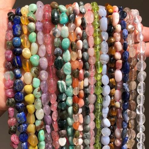 5-7mm Natural Stone Beads Citrines Amazonite Apatite Opal Irregular Loose Gems Beads for Jewelry Making Bulk DIY Bracelet 15