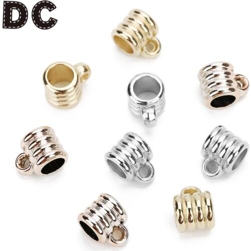 50pcs 5mm 6mm Rose Gold Color CCB 6mm Big Hole Bail Beads Loose Spacer Connectors Fit DIY Bracelets Necklace Jewelry Finding