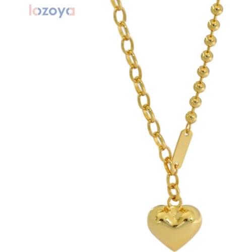 LOZOYA 925 Sterling Silver Big Heart Special Jewelry 2021 Connected Type Chain Necklace Pendant Luxury Fashion Wedding Party