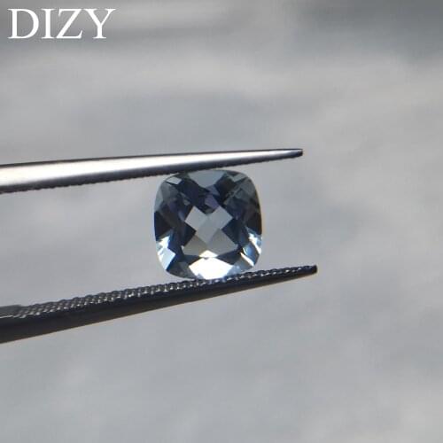 DIZY Natural Good Color Aquamarine Cushion Facetted Cut 7*7 mm Natural Loose Gemstone For Gold diy Jewelry Making