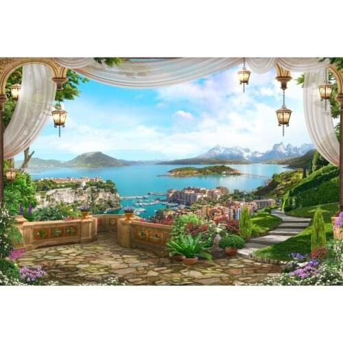Seaside Garden Landscape Photography Backgrounds Customized Portrait Baby Photographic Backdrops For Home Decor Photo Studio