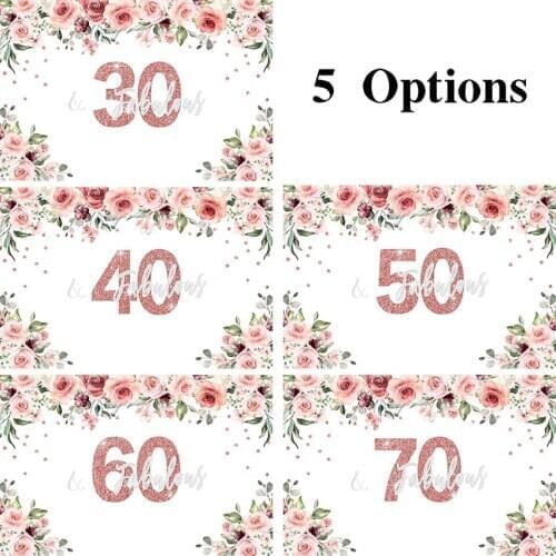 Mehofond Celebration 30 40 50th 60 70th Birthday Photography Backdrop Pink Flower Woman Fabulous Decor Background Photocall Prop
