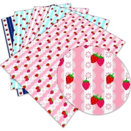 Lovely Strawberry Fruit Pattern Printed Faux Synthetic Leather For DIY Hair Bows Handbags 22 x 30 cm L102 L103