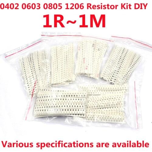 0402 0603 0805 1206 Resistor Kit Assorted 1R to 1M 1% SMD Sample Kit DIY 1R 10R 33R 82R 100R 1K 10K 100K 33values*20pcs=660pcs
