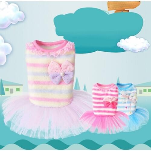 Summer Pet Dress Striped Chihuahua Princess Dog Dresses Noble Dresses For Dogs Suitable Pet Cat Clothes Pet Warm Supplies