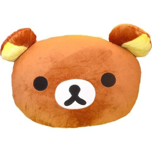 Cute Kawaii Rilakkuma Plush Pillow Cushion Brown Bear Head Shape Soft Pillows Decor Home Sofa Room Decoration Girls Kids Gift