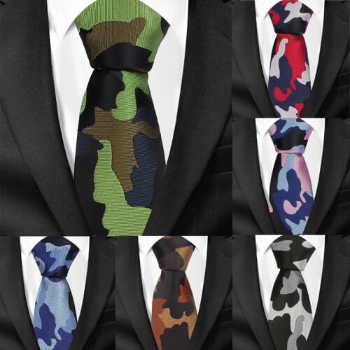 Fashion Camouflage Neck Ties For Men Casual Slim Tie Gravatas Skinny Mens Neckties For Party Classic Jacquard Men Ties Gravatas
