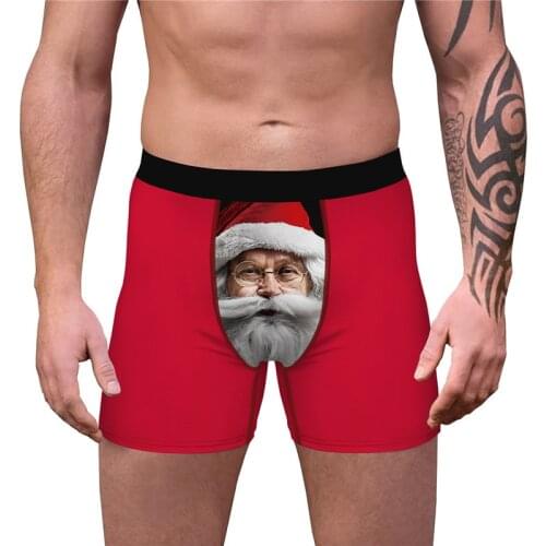 Men Panties Humorous Underwear Novelty Boxer Shorts 3D Santa Claus Print Sexy Underwear Funny Boxers Christmas Underpants