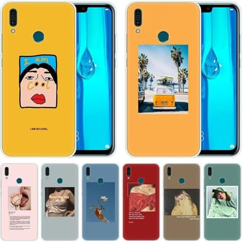 Soft Silicone Case Flower vintage girl summer for Huawei Mate 30 20 Lite 10 Pro Y5 Y6 Y7 Pro 2019 Y9 Prime 2019 2018 Y6 Pro 2017