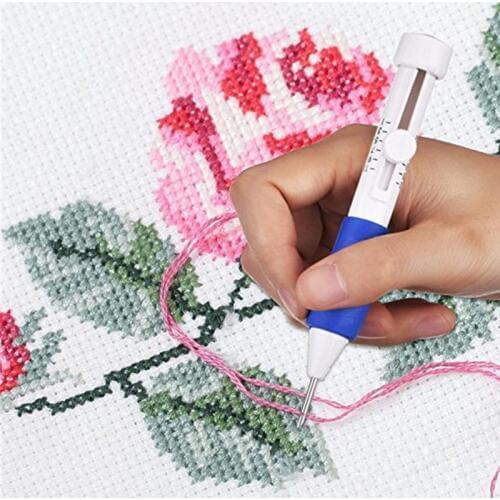 Embroidery Stitching Punch Needle Embroidery Kit Stitching Punch Needle Craft Tool Set 50 Color Threads for DIY