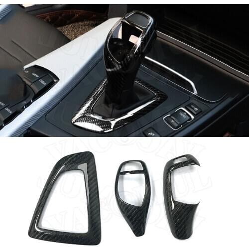 For 1 2 3 4 Series Carbon Fiber Gear Shift Handle Sleeve Cover Trim for BMW F20 F30 F32 F33 F36 X3 X5 12-18 RHD