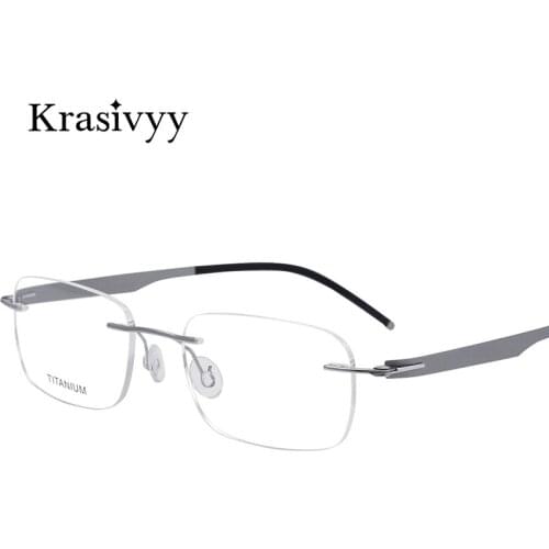 Krasivyy Pure Titanium Rimless Glasses Frame Men Myopia Prescription Eyeglasses 2021 New Women Korean Screwless Optical Eyewear