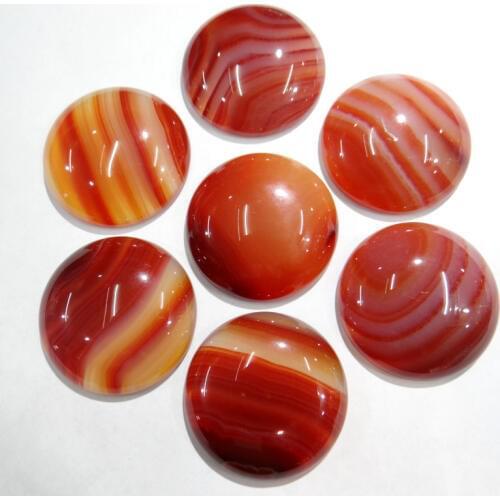 Wholesale 12pcs/lot 30mm natural stone red agates round cabochon beads for DIY jewelry making necklace Accessories