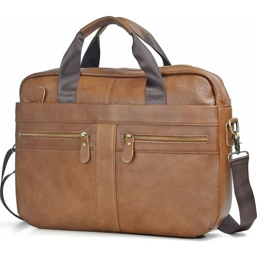 Mens Briefcase Black Genuine Leather Handbag for Men Cow Leather Laptop Messenger Bags Male Casual Travel Shoulder Bag
