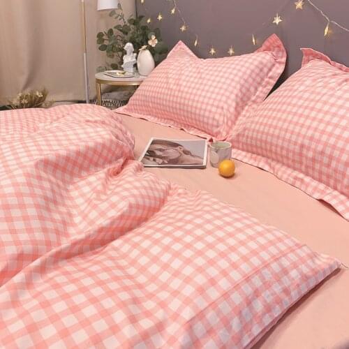 Cilected 100% Cotton INS Simple Geometric Lattice Quilt Cover Children Adult Quilt Dustproof Quilt Cover Pillowcase Home Decor