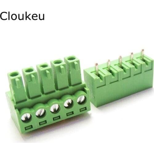5Sets 15EDG5.08 5P Straight pin Connecting terminal 2EDGK 5.08mm 5Pin Connector 2EDG5.08-5PV Plug+Socket