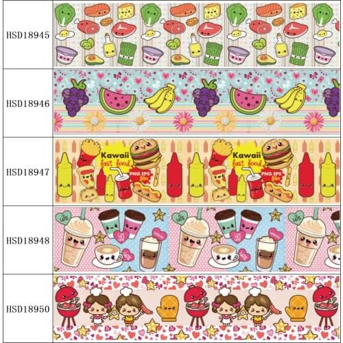 22MM 25MM 38MM 50MM 75mm Printed Pattern on Grosgrain Ribbon for diy ribbon