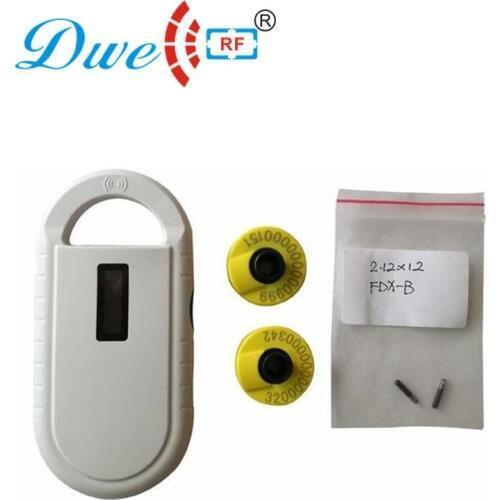 Rfid long range id scanner dog cattle animal pet chip chip reader 134.2khz rfid tag readers PT160 with 2 eartags and 2 glass tag