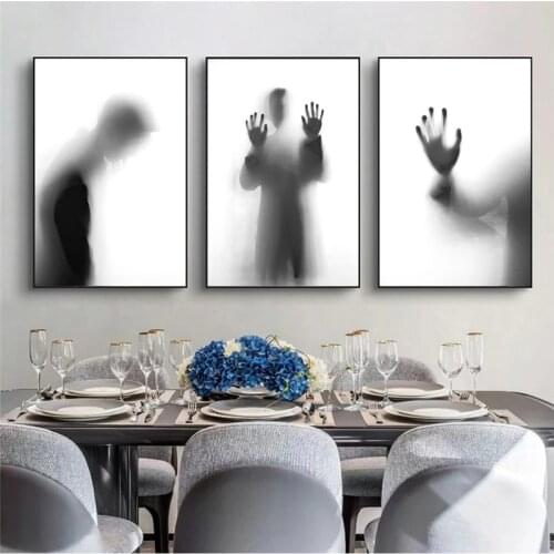 Nordic Art Black And White Wall Art Posters And Prints Man Shadow Abstract Canvas Paintings On the Wall Pictures For Living Room
