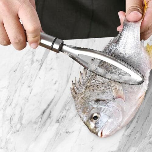 Fish Scale Scraper Stainless Steel Scale Planing Fish Bone Removal Forceps Hand-held Scraping Fish Processor Kitchen Accessories
