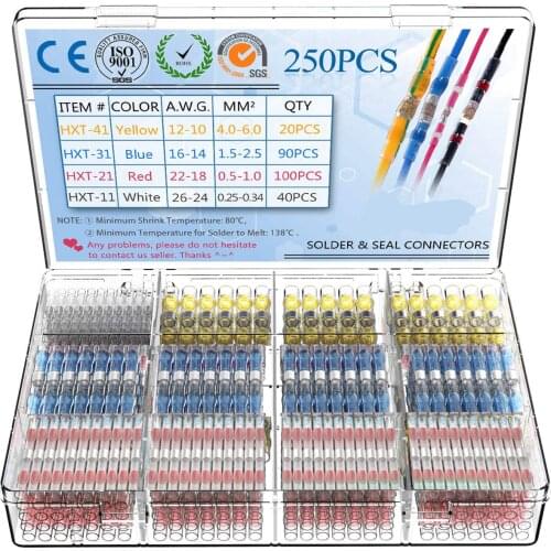 50PCS Solder Seal Quick Wire Connectors Heat Shrink Butt Electrical Waterproof Car Kit Sleeve Connect Insulated Tube Para Termin