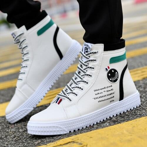 High-top Shoes Mens Fashion Sneakers British Style White Footwear PU Leather Casual Shoes for Men Chunky Sneaker Tenis Masculino
