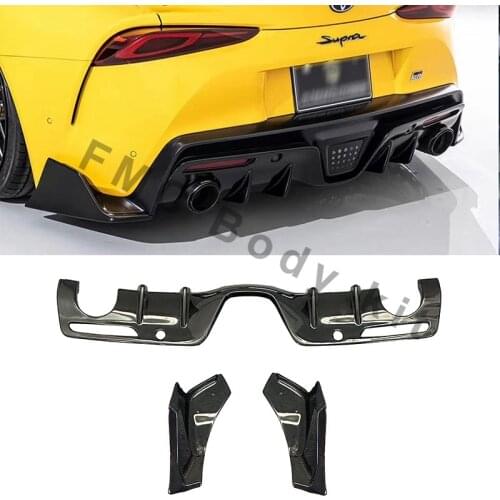 Real Carbon Fiber Rear Diffuser Bumper Lip Fins Spoiler Winglet Splitters For Toyota Supra GR A90 A91 MK5 2020