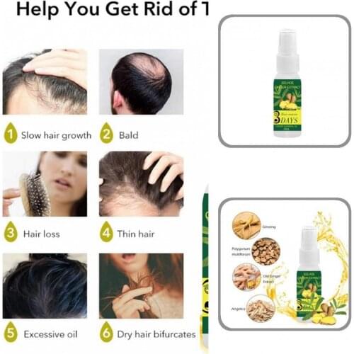 Liquid 10ml/30ml Safe Hair Growth Natural Loss Treatment Ginger Oil Natural Extract Hair Essence Spray Head for Adult