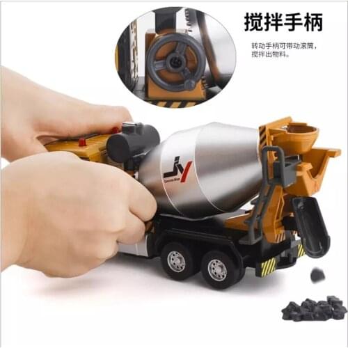 1: 32 Engineering Mixer Truck Concrete Carrier Stone Out Sound Light Return Alloy Children Boy Toy Birthday Gift Yellow