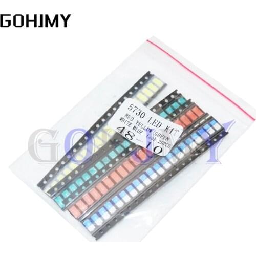 100PCS = 5 colors x 20PCS SMD 5730 5630 LED Diode Assortment KIT LED Diode Kit Green / RED / White / Blue / Yellow