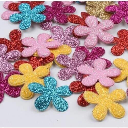 100pcs Mix Colors Glitter Flower Patch DIY Stick On Stickers For Scrapbooking Xmas Gift Birthday Cards Decoration Ornaments