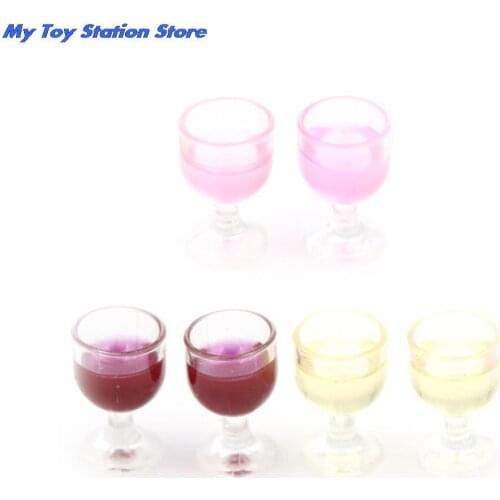 2Pcs 1/12 Dollhouse Miniature Accessories Mini Red Wine Cup Simulation Furniture Wine Glass Goblet for Doll House Decoration