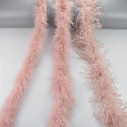 2Yards Fluffy Leather Pink Marabou Ostrich Feather Boa Trims Dyed Turkey Feathers for Crafts Shawl Feathers Decoration Plumes