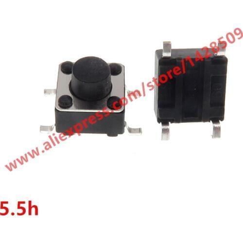 200pcs/lot 6*6*5.5mm Black Micro Push Button Tactile Tact Momentary Electronic Switch