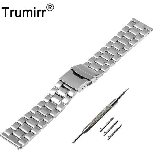 22mm Stainless Steel Watch Band for Asus ZenWatch 1 2 Men WI500Q WI501Q Quick Release Belt Safety Buckle Strap Wrist Bracelet