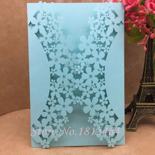 50pcs Laser Cut Hollow Out Flowers Paper Card Wedding/Birthday Invitation Card/Greeting Cards Decor Supplies Free Shipping