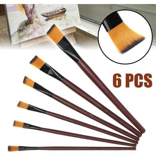 6pcs/lot Artist Paint Brushes Flat Artist Paint Brushes Set Oil Acrylic Nylon Hair Painting Brushes Set Art Supplies