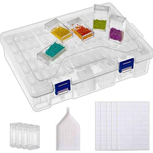 84 Grids 5D Diamond Painting Box Storage Containers Diamond Art DIY Accessories with Funnel Plate 200pcs Label Stickers for Bead