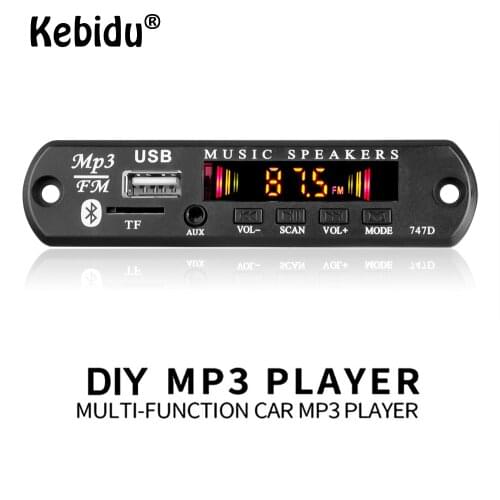 Kebidu Wireless Bluetooth Car Audio Module MP3 WMA Car Radio Decoder Board Support USB TF FM Radio 5V 12V Car Speaker MP3 Player