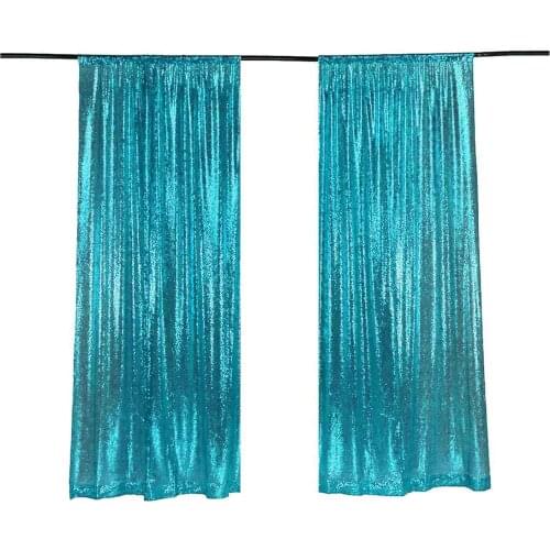 Sequin Backdrop 8x2ft Teal Blue Curtain Panels Sequin Fabric Photography Background Wedding Photo Booth Backdrop Glitter Curtain