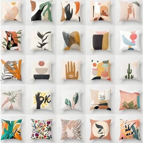 ZENGIA Nordic Abstract Cushion Cover Tropic Leaves Modern Art Throw Pillow Cover Velvet Decorative Pillows For Home Decoration