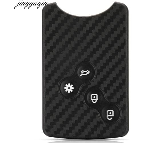Jingyuqin Remote Car Key Case Carbon Silicone Cover For Renault Megane Laguna Scenic III Fluence I Clio IV Kaptur KOLEOS 4BTNS