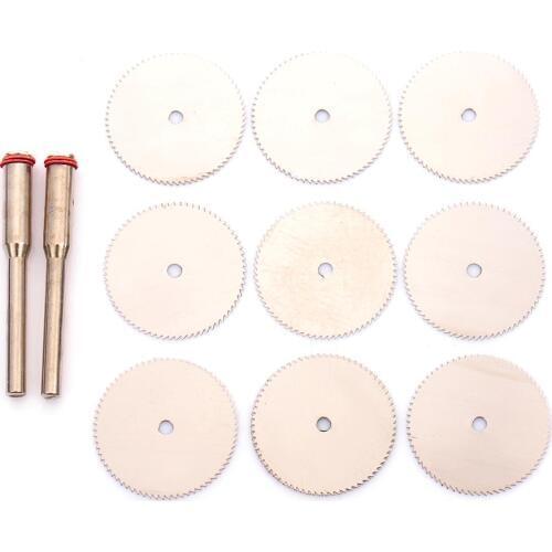 10PC 22mm Cutting Disc Stainless Steel Round Cut Off Cutting Disc Grinder Wood Saw Cutter Wheel Blade Abrasive with 2 Mandrels