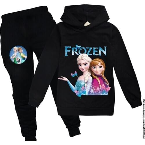 Disney Girls Kids Spring Autumn Frozen Elsa Hoodie Shirt Children Baby Cartoon Print Hoody Tops Sweatshirt Casual Wear Clothes