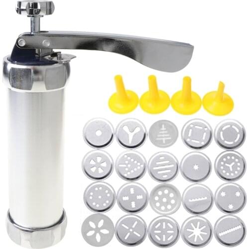 Cookie Press,Cookie Press Gun Kit, DIY Biscuit maker and Churro Maker with 20 Decorative Stencil Discs and 4 Icing Tips for Funn