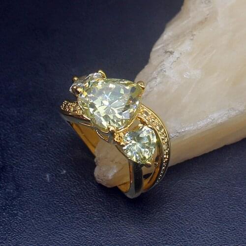 Gemstonefactory Jewelry Big Promotion Single Unique Yellow Gold Plated Hear Citrine Women Men Gifts Band Rings 7.5# 20212990