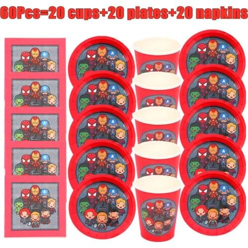 Hot Avenger Themed Tableware Set Paper Plates Cups Napkins Superhero Party Decorations Baby Shower Boys Birthday Party Supplies